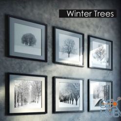 3D model Pictures with winter trees