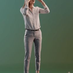 3D model Young Woman using VR Headset 02 Scanned