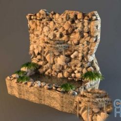 3D model Landscape waterfall