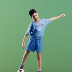 3D model Young Boy Playing Football Scanned