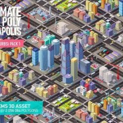 3D model 3docean – Ultimate Low Poly Megapolis (City + Suburbs) Pack 1