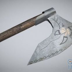 3D model Medieval battle ax Low-Poly
