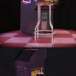 3D model Street Fighter II Arcade Cabinet PBR