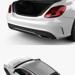 3D model Mercedes-Benz C-Class W205 sedan AMG line with HQ interior 2018 car