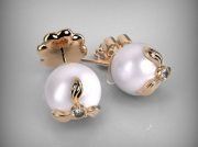 3D model Gold earrings with pearls