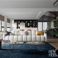 3D model Modern Style Living Room 2020 A078 (Corona)
