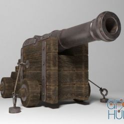 3D model Ancient cannon Hi-Poly