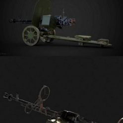 3D model Soviet DShK Machinegun PBR