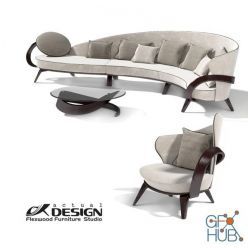 3D model Actual design, set of upholstered furniture apriori A