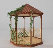 3D model Octagonal wooden  garden house