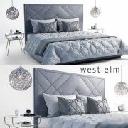 3D model west elm bed with pendant Kaia Frosted Beads