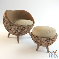 3D model La Luna-a rattan chair