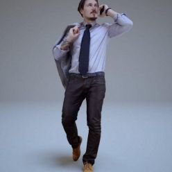 3D model Man walks and speaks on the phone