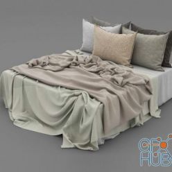 3D model Bedclothes with five pillows