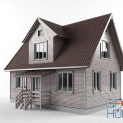 3D model House with an open porch
