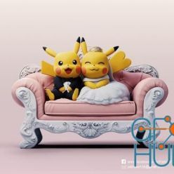 3D model Wedding pikachu with sofa – 3D Print