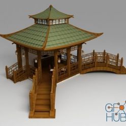 3D model Chinese bower with bridges