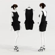 3D model Mannequin with small black dress