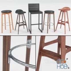 3D model Bar stool set (max 2011 Vray)