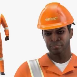 3D model African American Rescuer Rigged
