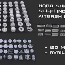 3D model CGTrader – Hard Surface Sci-Fi Industrial KitBash 3 PACK Low-poly 3D models