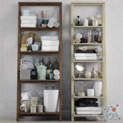 3D model Wooden bathroom shelving with decor