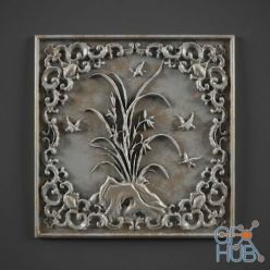 3D model Panel with a bas-relief image
