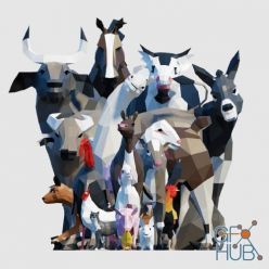 3D model CGTrader – Farm Animals Pack Low-poly 3D model