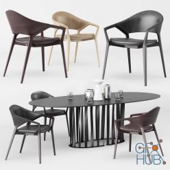 3D model Table and chairs Cassina