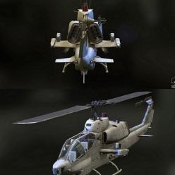 3D model AH-1W Supercobra Attack Helicopter PBR