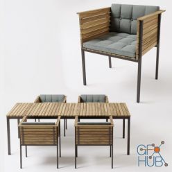 3D model Skargaarden Haringe armchair + table (Corona