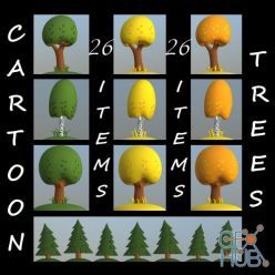 3D model CGTrader – Cartoon trees pack Low-poly 3D model