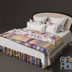 3D model Provence style bed with pillow