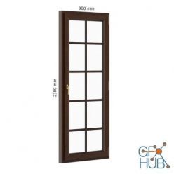 3D model Window in a brown frame, 2500 x 900