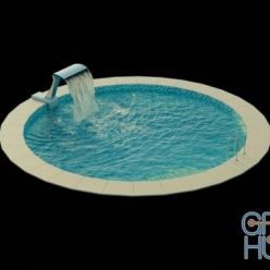 3D model Swimming pool with waterfall