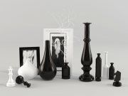 3D model Black and white interior set