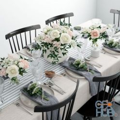 3D model Tableware with big and small bouquet