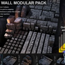 3D model ArtStation Marketplace – Stone Wall Modular Pack