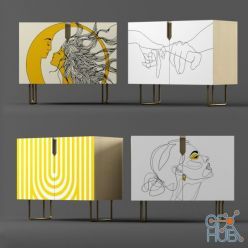 3D model Nightstand set 01 Yellow art