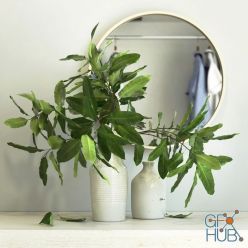 3D model Green branches in two vases