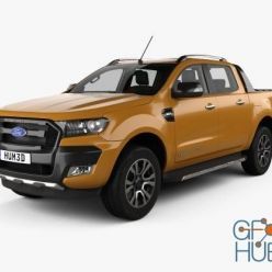 3D model Ford Ranger Double Cab Wildtrak with HQ interior 2016 car