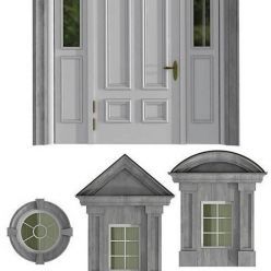 3D model British classical style windows and doors set