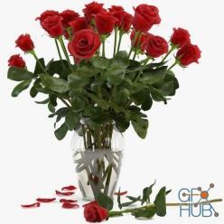 3D model Red flowers roses bouquet