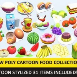 3D model CGTrader – Toy Toon Cute Food Collections Low Poly Pack - 01 AR VR Low-poly 3D model