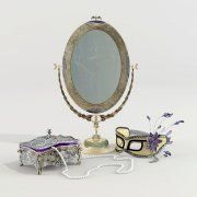 3D model Table mirror, mask and casket