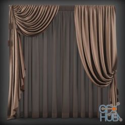 3D model Brown classic curtains