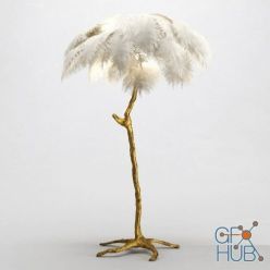 3D model The Ostrich Feather Lamp with Gold Base