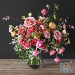 3D model Bouguet assorted with roses