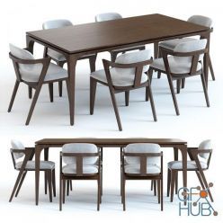 3D model West Elm Adam Court Table and Chairs