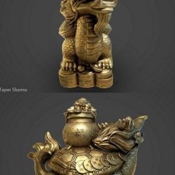 3D model Turtle Treasure Statue PBR